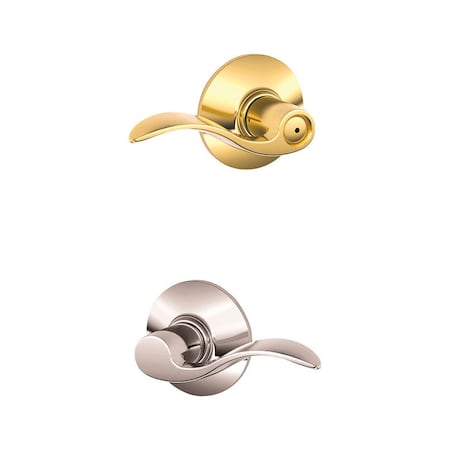 Schlage Schlage Traditional Polished Brass/Satin Nickel Bed and Bath Lever Right or Left Handed F40ACC605625